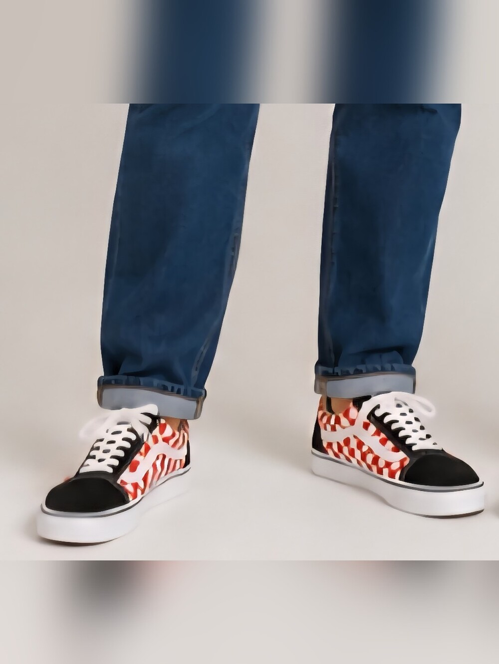 Vans Checkerboard Low-Top Sneakers - Red/White/Black Size 12